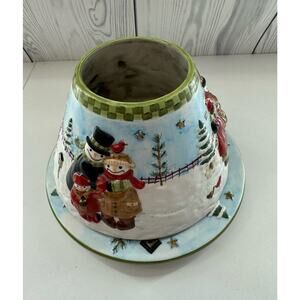 YANKEE CANDLE Theresa Kogut Shade Jar Topper and 4.75" Plate Snowman